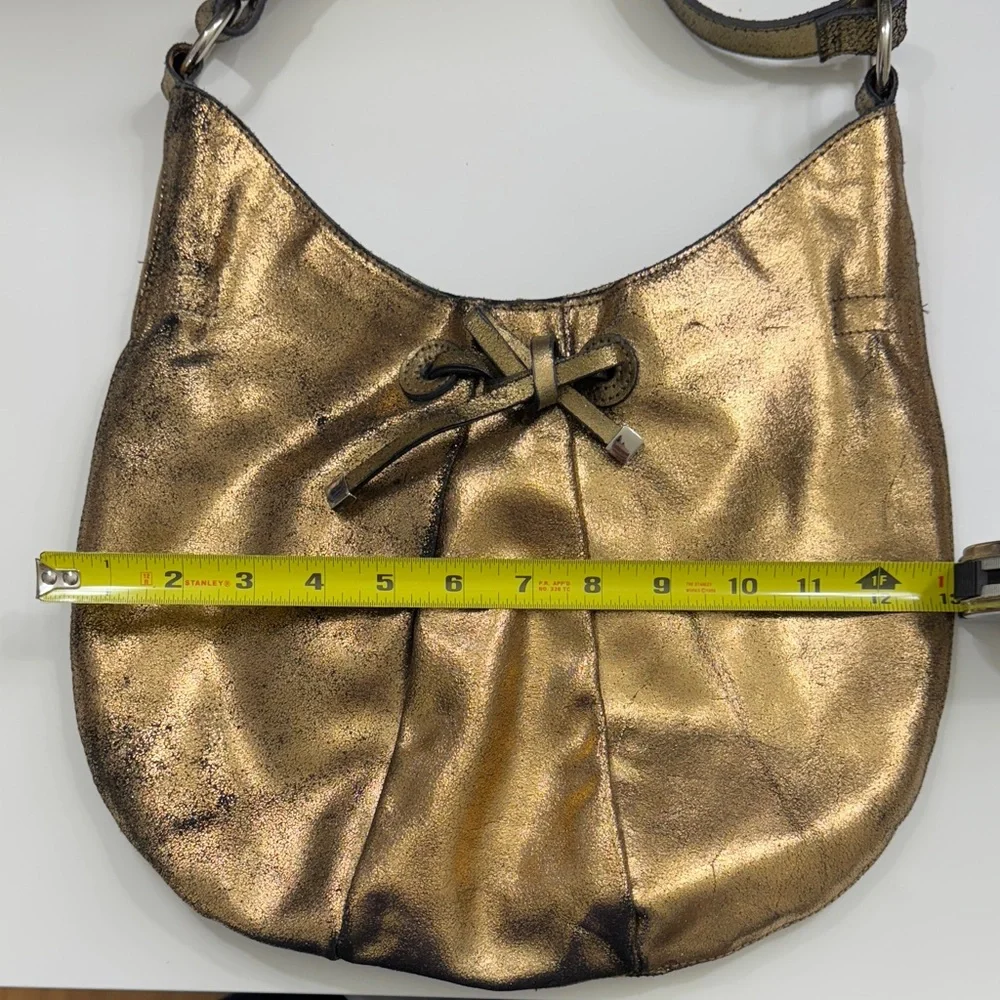 NWOT Kate Landry 100% Leather Metallic Bronze Hobo Bag